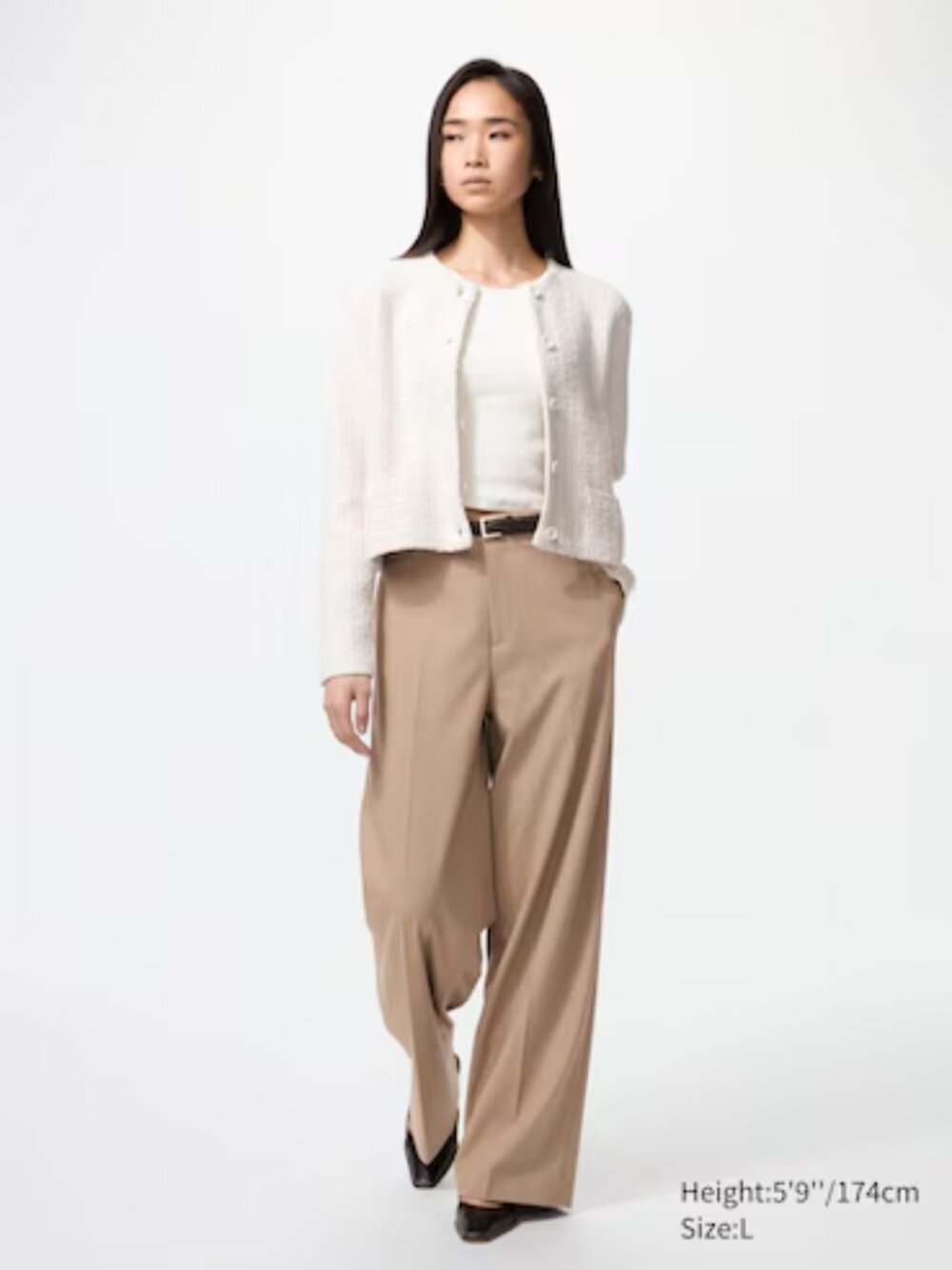 NWOT UNIQLO Knitted Short Jacket in Cream, Size S